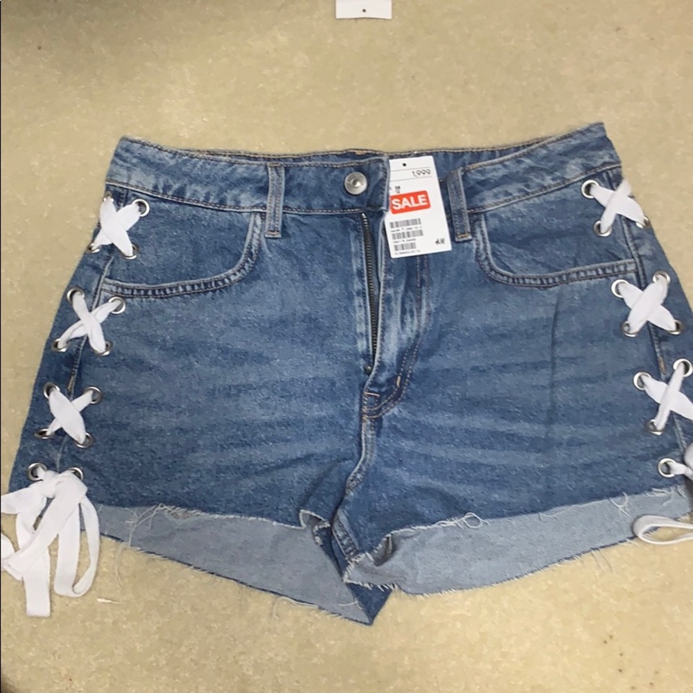 H&M Criss Cross Denim Shorts